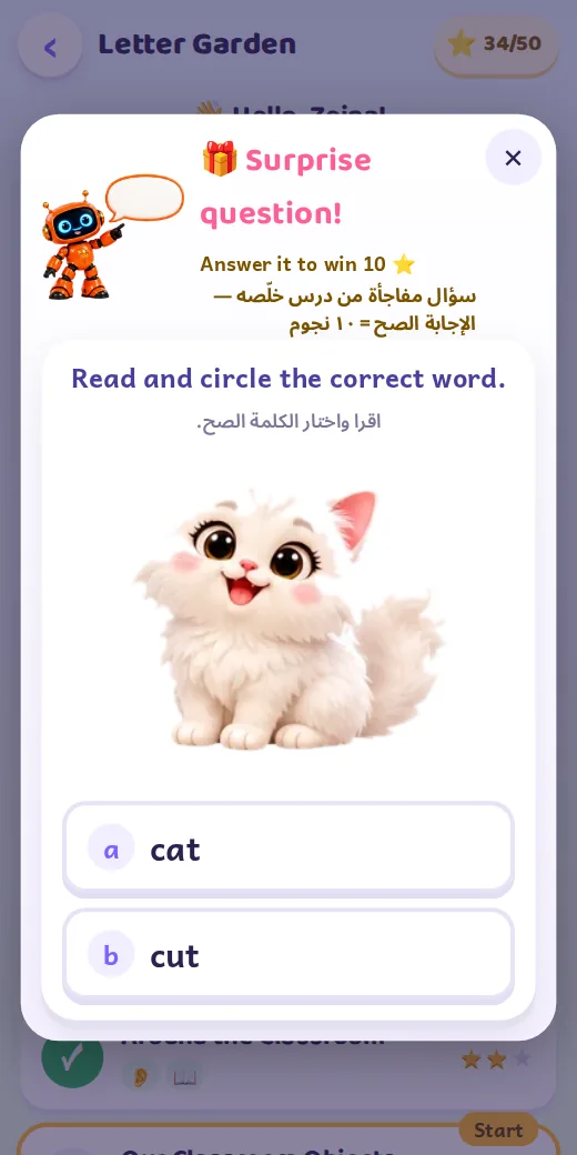 A surprise question — Grade 2 English game
