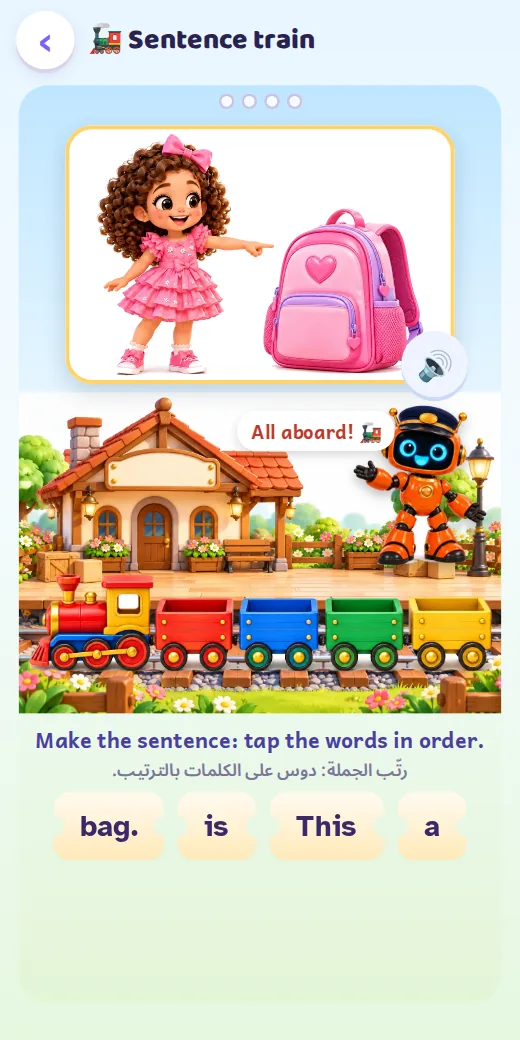 The sentence train — Grade 2 English game