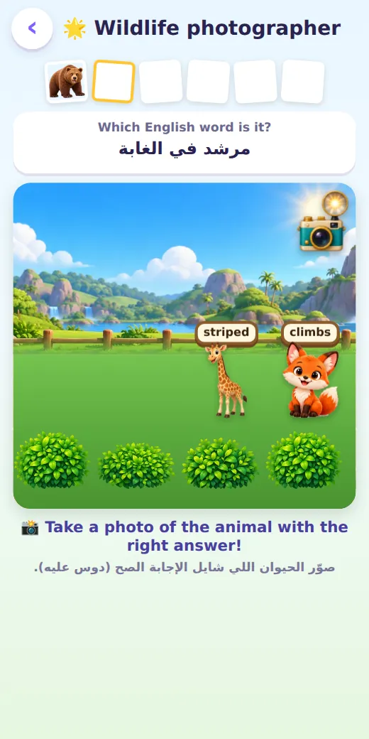 The wildlife photographer — Grade 4 English game