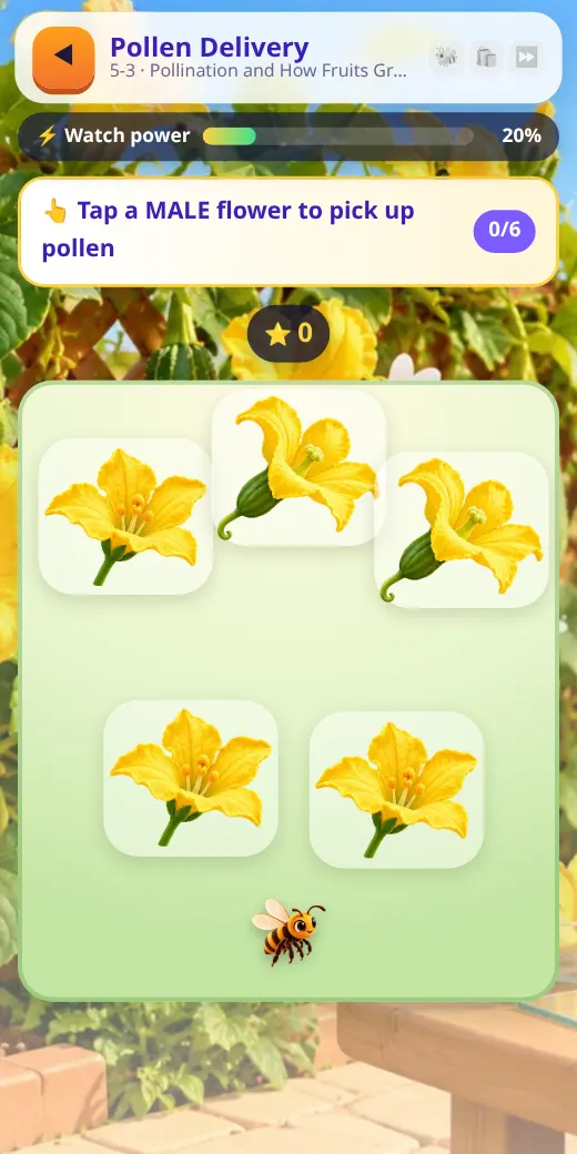 Pollen delivery — Grade 5 Science game