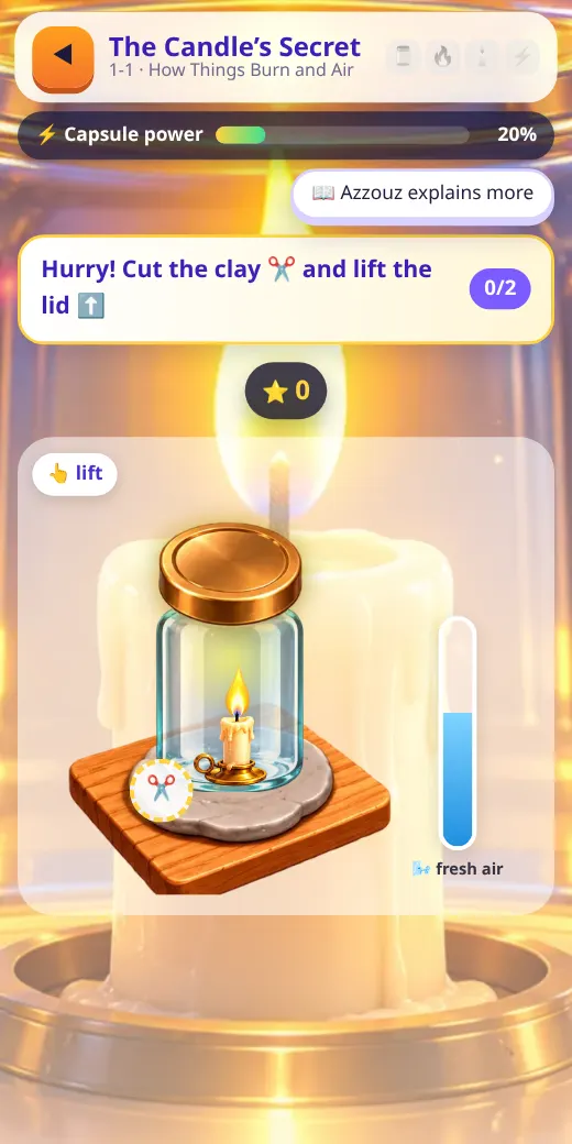 The Candle’s Secret — Grade 6 Science game