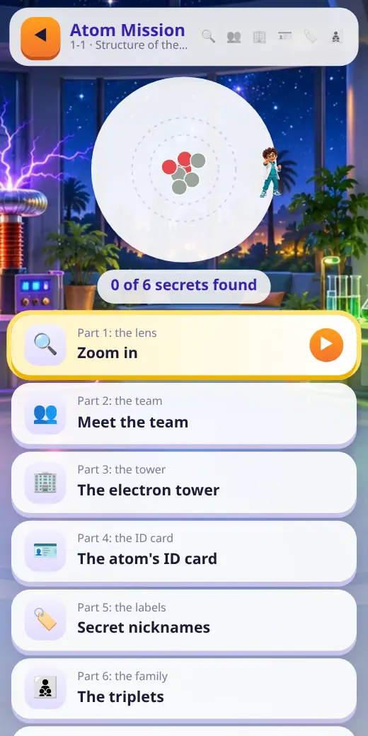 Mission map — Prep 1 Science game